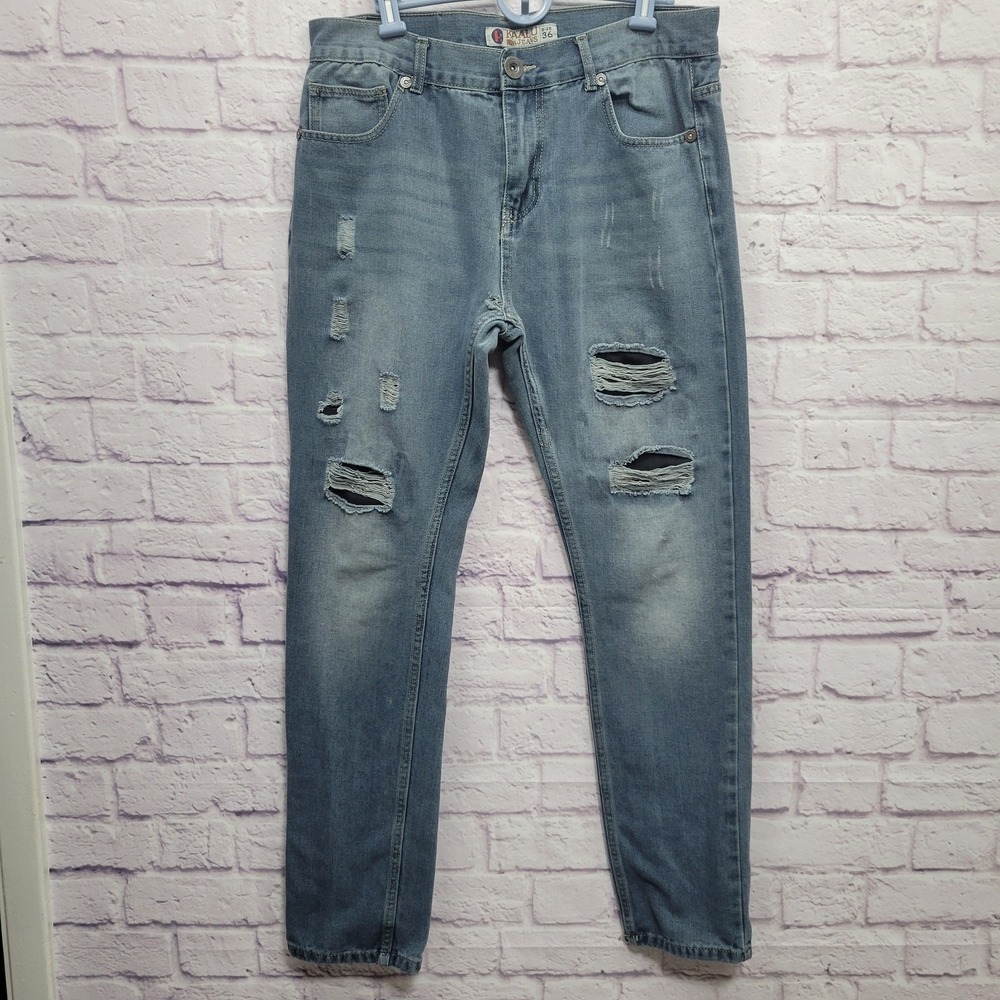 Kaalu Mens Jeans‎ Size 36x32 Distressed Destroyed Tapered Grunge Streetwear